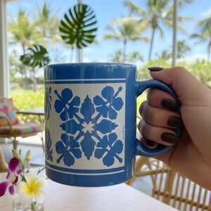 VINTAGE ✨ Mikie Hawaiian Quilt Ceramic Mug • Pineapple • Hibiscus • Guava